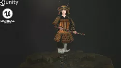 Samurai Sakura Low-poly 3D model