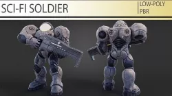 Sci-fi soldier rigged by CAT Object in 3ds max Low-poly 3D model