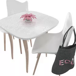 Set of table and chairs with decor 3D model