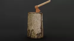 Stump and rusty axe 3D model