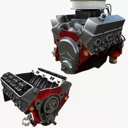 V8 muscle car engine Low-poly 3D model