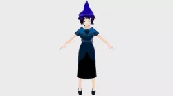 WITCH 3D MODEL ANIME CHARACTER KIRA T-POSE SHAPE KEYS Low-poly Low-poly 3D model