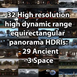 32 HDRIs - Ancient and Space - 8192x4096x32bit hdr Texture