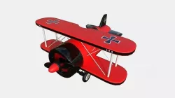 Airplane Cartoon A01 Red - Classic Aircraft Low-poly 3D model