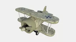 Airplane Cartoon A09 Desert Camouflage - Classic Aircraft Low-poly 3D model