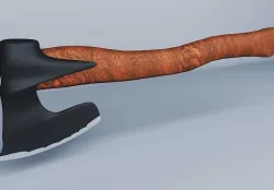 Axe with wodden handle 3D model