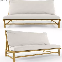 Bamboo lounge lounge chair with cushion 3D model