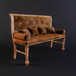 Bench with soft seats in a medieval knightly style 3D model