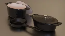 black cast iron pan set  Low-poly 3D model