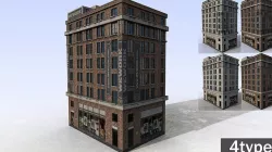 buiding brick building Low-poly 3D model