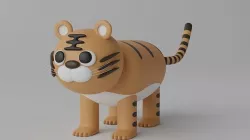 Cartoon Cute Tiger Low-poly 3D model