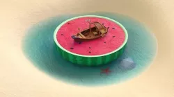 Cartoon Fantasy Watermelon Boat Low-poly 3D model
