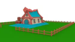 Cartoon kids house Low-poly 3D model