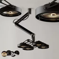 Ceiling Light Modular Nomad 4x AR111 GI Black and Silver 3D model
