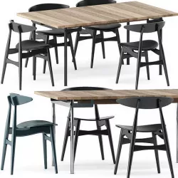 CH322 DINING TABLE and CH33P CH33T CHAIR by Carl Hansen  Son 3D model