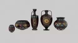 Clay Pot Set 3D model