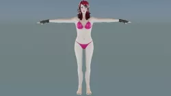 Cute Bikini Pink Boobs Girl rigged ready For Animation and Game Low-poly 3D model