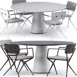EXES CHAIR and CONIX Round Table by Royal Botania 3D model