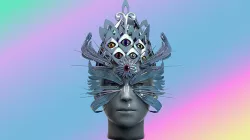 Eyes and Feathers Face Mask and Crown Low-poly 3D model