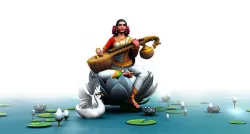 god saraswati lotus girl lute 3d model 3D model