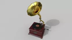 Gramophone and Record Low-poly 3D model