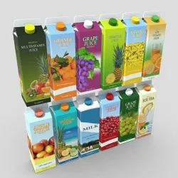 Juice Carton Pack 3  Low-poly 3D model