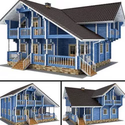 Log house - rounded log 3D model
