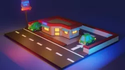 Low Poly Cafe Cartoon Low-poly 3D model