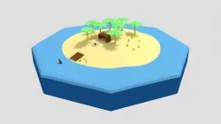 Low Poly Cartoon Island Scene Low-poly 3D model
