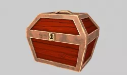 Low poly hand painted stylized treasure chest in cartoon style Low-poly 3D model