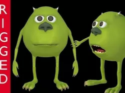 Low-Poly Mike Wazowski meme 3D model rigged Blender trends  Low-poly 3D model