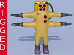 Low-Poly Monsters INC CDA agent alien monster 3D model rigged Low-poly 3D model