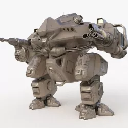 Mecha Robo Cop Clay Vray Low-poly 3D model