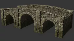 Medieval stone bridge Low-poly 3D model