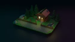 Miniature cartoon house in the nature 3D model