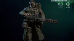 mutant with a machine gun Low-poly 3D model