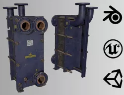 Old russian medium Heat Exchanger Low-poly 3D model