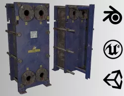 Old russian medium Heat Exchanger Low-poly 3D model