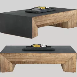 RH BOLINAS METAL and PEROBA COFFEE TABLE 3D model