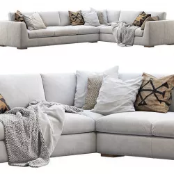 RH Modena Taper Arm L-Sectional sofa 3D model