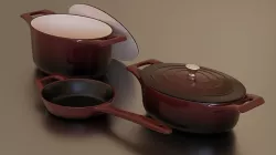Ruby cast iron pan set Low-poly 3D model