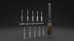 Scanned Chisel LOW POLY LODs Low-poly 3D model