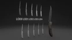 Scanned Old Knife LOW POLY LODs Low-poly 3D model