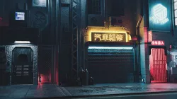 Sci-fi street Low-poly 3D model