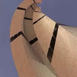 Sci fi Tower Concrete And Windows 2 3D model