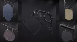 Wall Mount Signboard Pack Low-poly 3D model
