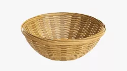 Wicker basket bowl with clipping path 2 medium brown 3D model