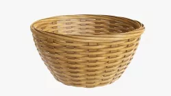 Wicker basket bowl with clipping path medium brown 3D model