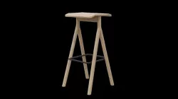 YKSI stool-oak wood Low-poly 3D model