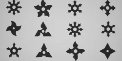 12 different shapes of ninja stars Shuriken Low-poly 3D model